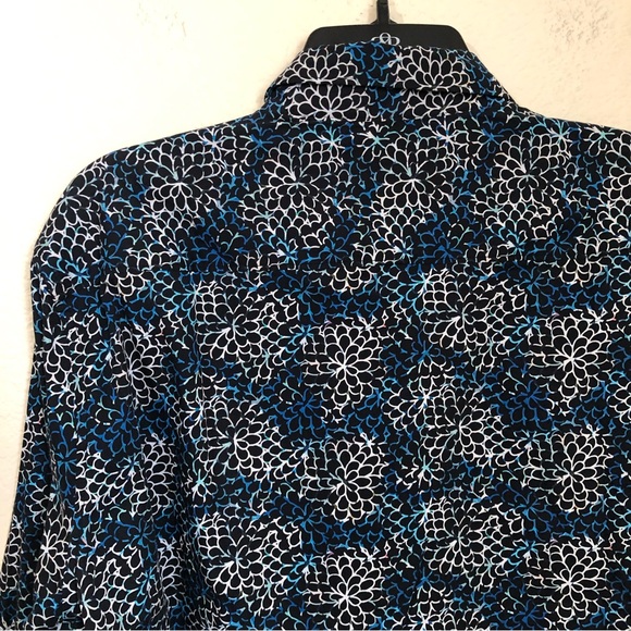 ROBERT GRAHAM Large Baltic Long Sleeve Shirt Flip Cuff Navy Floral Geometric NWT - Picture 11 of 13